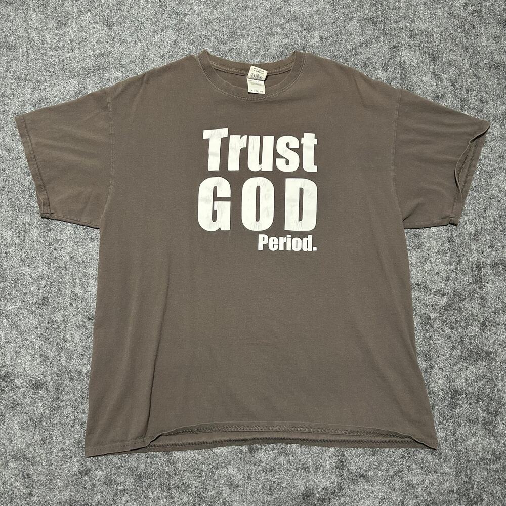 Trust God Period Graphic T-Shirt Brown Size XL Used - Excellent‎
